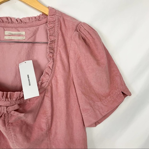 NWT Urban Outfitters Pink Claudia Corduroy Square Neck Mini Dress Size Large - Picture 4 of 12